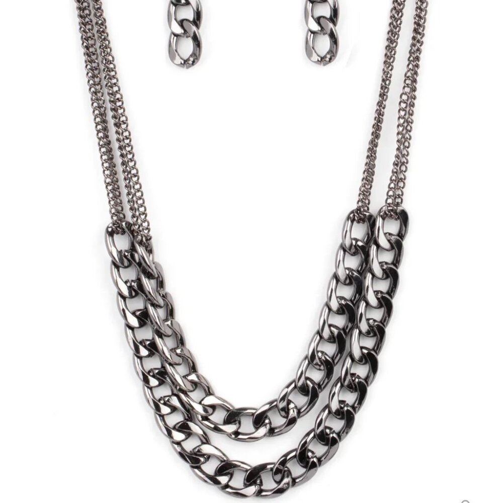Paparazzi Urban Culture Black Necklace & Earring Set